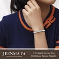 thumbnail image 5 of JeenMata 5.5 Carat March Aquamarine - Emerald Cut Birthstone Tennis Bracelet Eternity Design - White Gold Plating, Female, Adult, 5 of 9