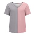 thumbnail image 2 of Gibobby Blusa Termica Las mujeres blusas V cuello T camisas de Tee cómodo ropa Camisa Casual Tops para las mujeres manga corta de verano（Rosa， XXL), 2 of 5