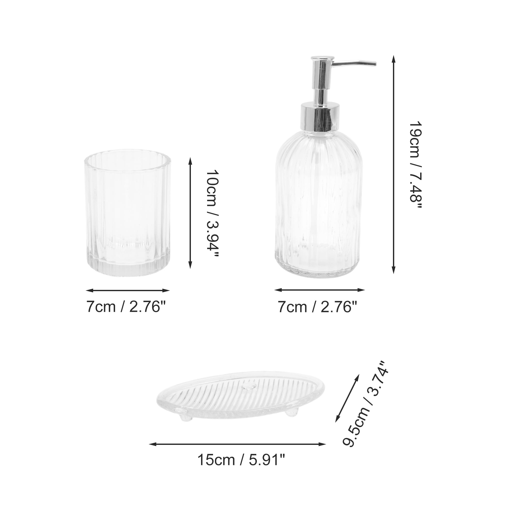 Unique Bargains Bathroom Accessories Kit 3Pcs Clear