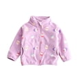 thumbnail image 2 of Nugftut Girls Fleece Jacket Warm Stand Collar Jacket Zip-up Lightweight Long Sleeve Coat for Kids Size 5-6, 2 of 5