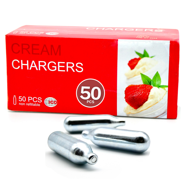 ICO Brand 8g N2O Whipped Cream Chargers Cartridges, 50 Count