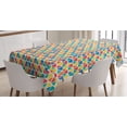 thumbnail image 1 of Ethnic Tablecloth, Primitive Ornamentation Inspired Geometrical Shapes as Repeating Triangular Forms, Rectangular Table Cover for Dining Room Kitchen, 52 X 70 Inches, Multicolor, by Ambesonne, 1 of 3
