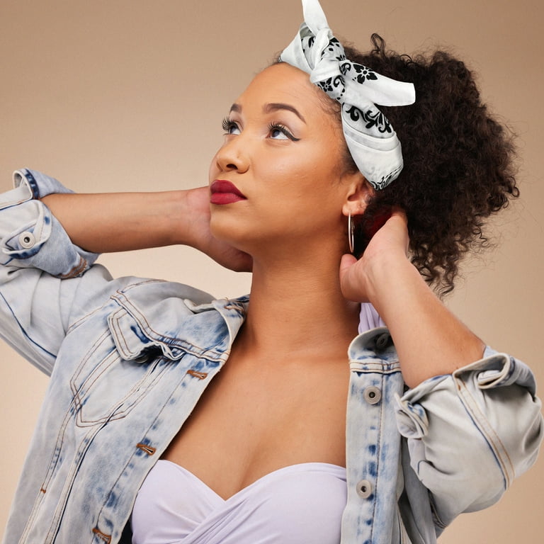 Hello Hobby Cotton Unisex Bandana White Paisley Stylish Head Cover
