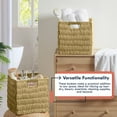 thumbnail image 4 of Ornavo Home Wicker Storage Cubes Bin, 9 Inch Storage Shelf Basket Collapsible Natural Hand Woven Paper Storage Cube Bin with Handles - Set of 2, Natural Brown, 4 of 7