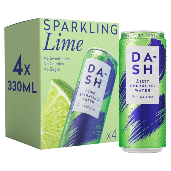 Dash Lime Sparkling Water 4 x 330ml, Imported from Britain