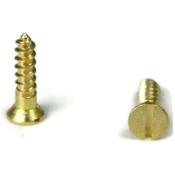 Brass Slotted Flat Head Wood Screw, 0 x 1/4", Qty 250