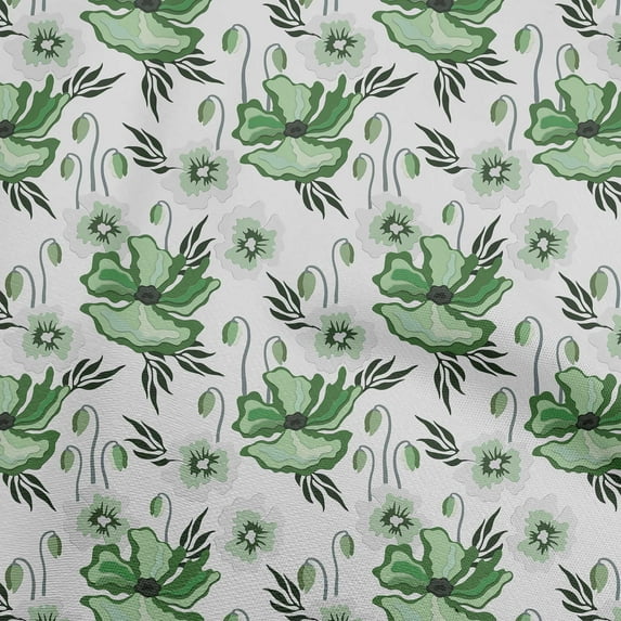 oneOone Polyester Spandex Green Fabric Floral Retro Sewing Craft Projects Fabric Prints By Yard 56 Inch Wide
