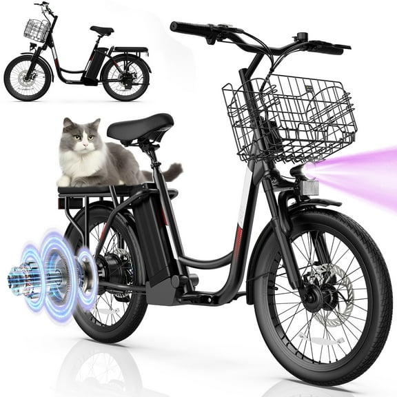 SANOPY 500W Electric Scooter for Adults with Seat,48V Removable Battery, 20 Mile Range, 20MPH Max Speed,Shock Absorber, Rear Rack, Commuter E-Bike for Teens and Adults