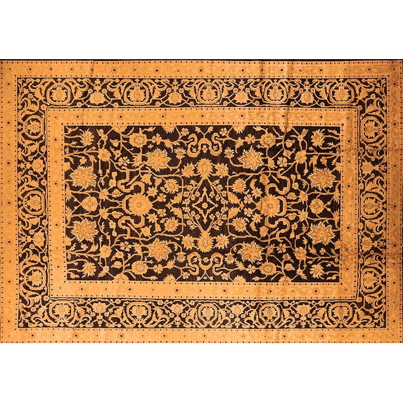 Ahgly Company Indoor Rectangle Oriental Orange Industrial Area Rugs, 5' x 7'