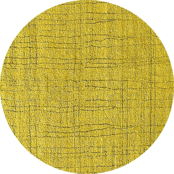 Ahgly Company Machine Washable Indoor Round Oriental Yellow Industrial Area Rugs, 6' Round