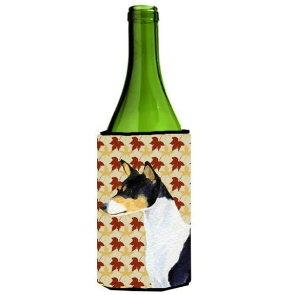 Basenji Fall Leaves Portrait Wine Bottle   Hugger - 24 oz.
