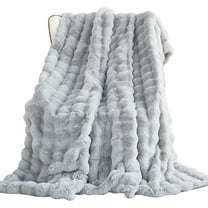 TOPCHANCES Faux Fur Throw Blankets, Soft Luxury Plush Blanket, Fleece Throw Blanket for Sofa Couch, Light Grey, 39*63inches