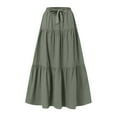 thumbnail image 3 of Women's Linen Solid A Line Wrap Skirt - Drawstring, Ruffle Hem, High Waisted, Sexy Beach Maxi Skirt, 3 of 4