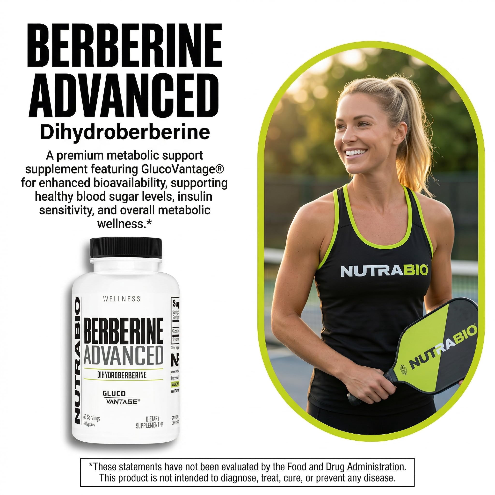NutraBio Berberine Advanced Supplement (Dihydroberberine) Advanced Absorption Carbohydrate Tolerance Support, 200 mg, 60 Capsules