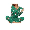 thumbnail image 3 of Diconna Ensemble de Pyjama de Noël pour Femmes 2 Pcs Chemise à Manches Longues Col Rond et Pantalon Taille Élastique Ensemble de Pyjama, 3 of 7