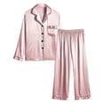 thumbnail image 5 of yievot Womens Silk Satin Pajamas Set Two Piece Sleepwear Long Sleeve Button Down Shirts and Pants Sets Loungewear, 5 of 8