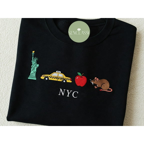 NYC New York City Embroidered Sweatshirt, New York Taxi Embroidered Crewneck, NYC Hoodie