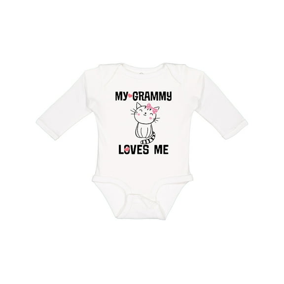 Inktastic Grammy Loves Me Girls Kitty Girls Long Sleeve Baby Bodysuit