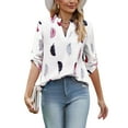 thumbnail image 2 of SHIBEVER Women's Clothes Loose Tops 3/4 Length Sleeve Shirts Dressy Casual V Neck Lady Blouse Trendy White Size M, 2 of 5
