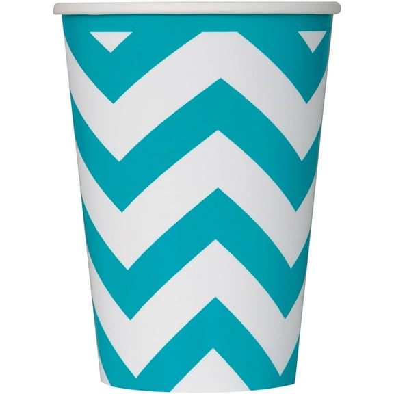 12oz Chevron Paper Cups, Teal, 6ct