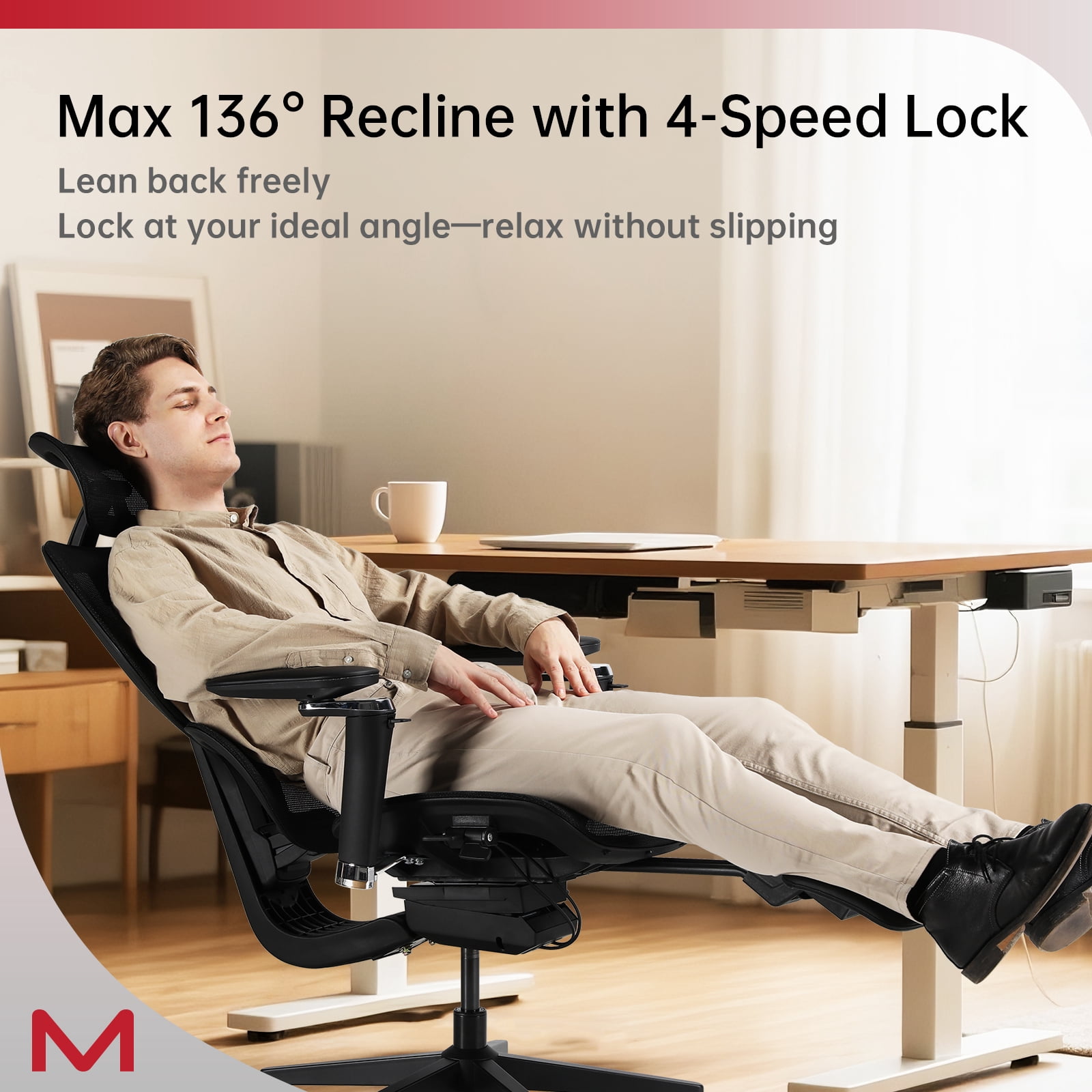 Professional  Ergonomic Mesh Office Chair with Dynamic Lumbar Support & 3D Headrest, Dual-Axis Armrests, 136° Recline, 300LBS