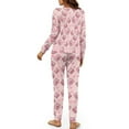 thumbnail image 3 of FOR U DESIGNS Pink Pig Women's Long Sleeve Drawstring Pajamas Set 2 Pack Size L Sleepwear Long Pants for Women Nightwear Crew Neck Tops Jogger Loungewear for Women, 3 of 6