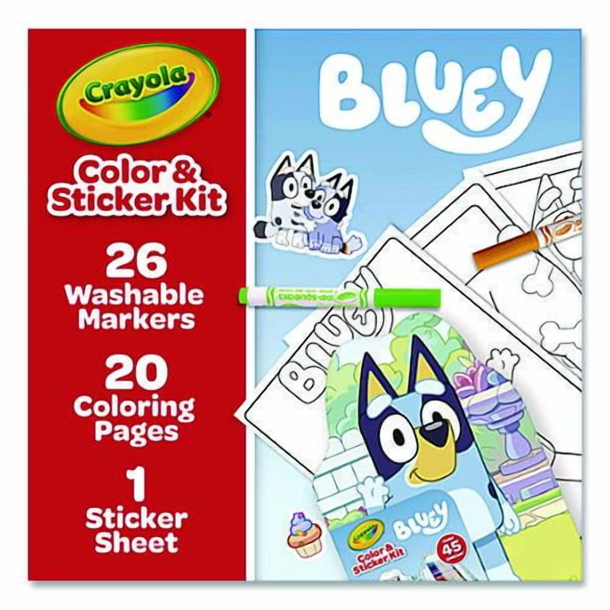 Bluey Color and Sticker Kit, Includes 26 Markers, Ages 5 and Up, 20 Pages | Bundle of 5