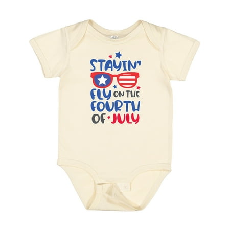 

Inktastic Stayin Fly on the 4th of July with Glasses Gift Baby Boy or Baby Girl Bodysuit