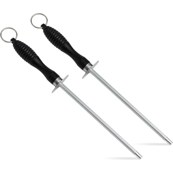 Honing Steel 9.84x1.38 Inches - Ceramic Honing Rod - Diamond Knife Sharpener Rod - Carbon Sharpening Steel for Knives Blades Honer, Pruning Shears, Garden Tools, 2 Pcs