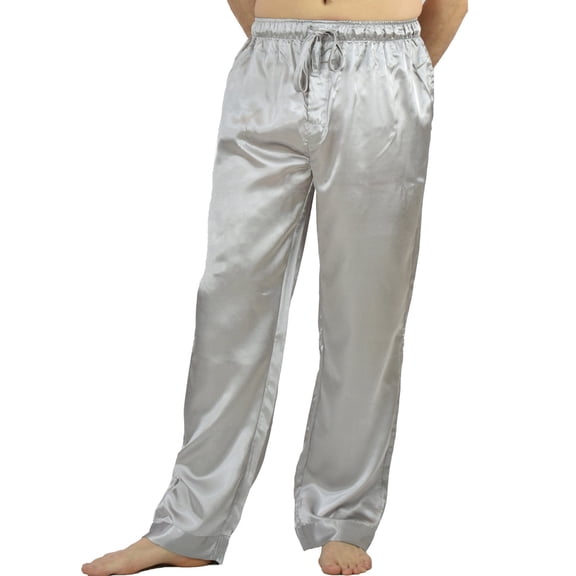 Up2date Fashion Men's Satin Silk Pajama Pant PJ Bottoms Comfy Lounge Sleep Pants with Pockets & Drawstring
