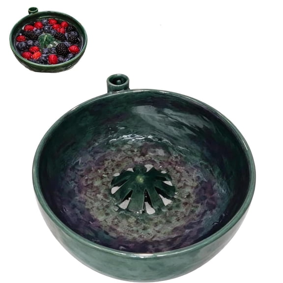 Self-Spinning Berry Washing Bowl, Ceramic Fruit & Vegetable Washer with Drain, Automatic Rotating Strainer Basket for Quick Cleaning Kitchen Tool