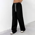 thumbnail image 3 of YIFUNIN Women's Casual Solid Color Elastic Waist Wide Leg Pants, Drawstring Loose Fit Trousers for Everyday Lounge, Comfortable Versatile Style,Black S, 3 of 5