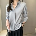 thumbnail image 2 of Lenpel Women's Dressy Casual Blouses Long Sleeve V Neck Solid Color Business Work Tops Trendy Spring Fall Outfits, 2 of 7