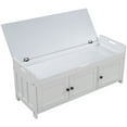 thumbnail image 3 of Shoe Bench with Lift Top Storage and 3 Shutter-shaped Doors, Entryway Storage Bench with Removable Cushion, Wooden Shoe Cabinet Bench with Hidden Storage Space for Living Room, Bedroom, Hallway, White, 3 of 9