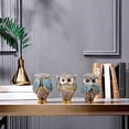 thumbnail image 3 of Owl figurine and sculptures for shelf decor accents,3 wise Owl statue for living room bedroom decoration,Retro animal decor,boho gift for women bird lover, 3 of 6