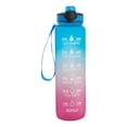 thumbnail image 2 of Botella grande de agua potable de 1 litro con pajita y marcador de tiempo que mide la cantidad de agua Azul rosado, 2 of 9