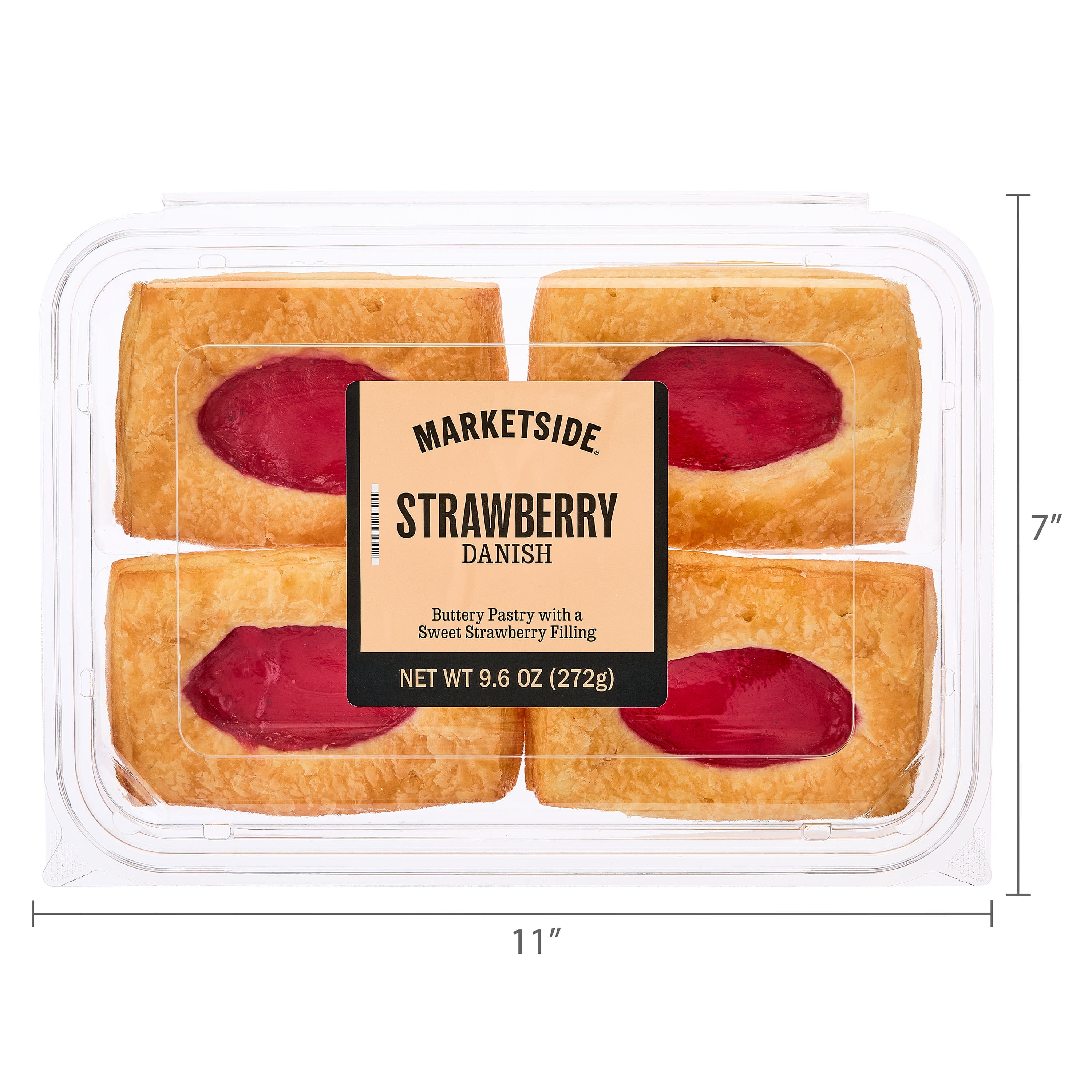 Marketside Strawberry Danish Pastry, 9.6 oz, 4 Count