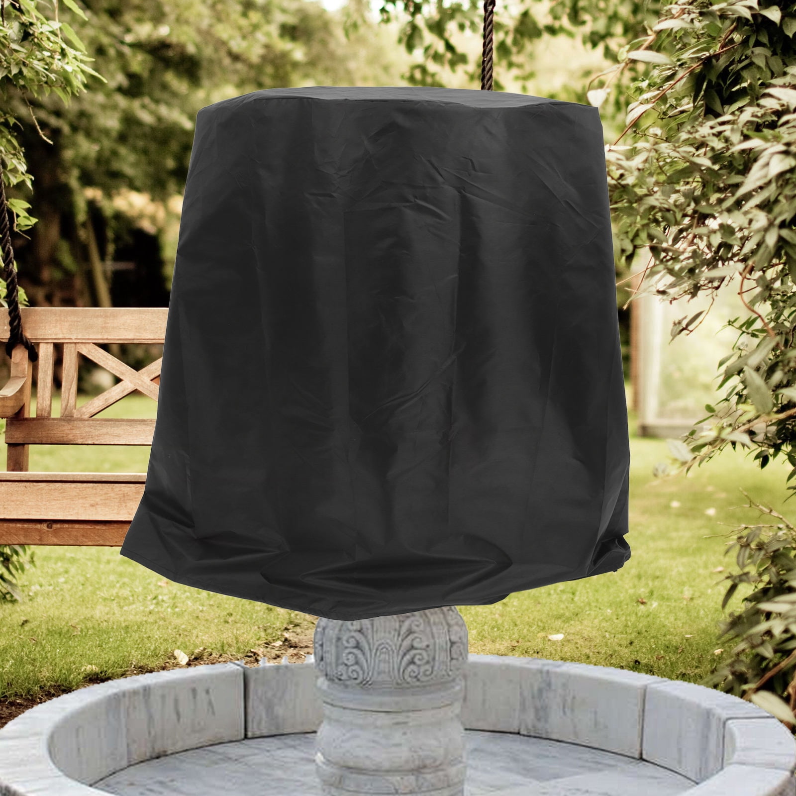 Hytrove Black Oxford Fabric Outdoor Bird Bath Cover, Weather-Resistant Garden Protector, Shield, 1 Piece