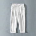 thumbnail image 2 of hotojiny Cotton Linen Pants Men Casual Summer Beach Elastic Waist Yoga Pants Drawstring Travel Work Pant Big and Tall, 2 of 4