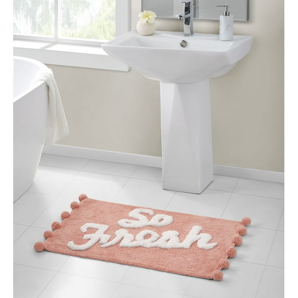 VCNY Home So Fresh Pom Pom Pink Bath Rug, 24 x 60, Blush