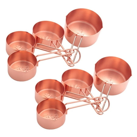

16x Gold Stainless Steel Measuring Cups and Spoons Engraved Measurements Pouring Spouts & Mirror Polished