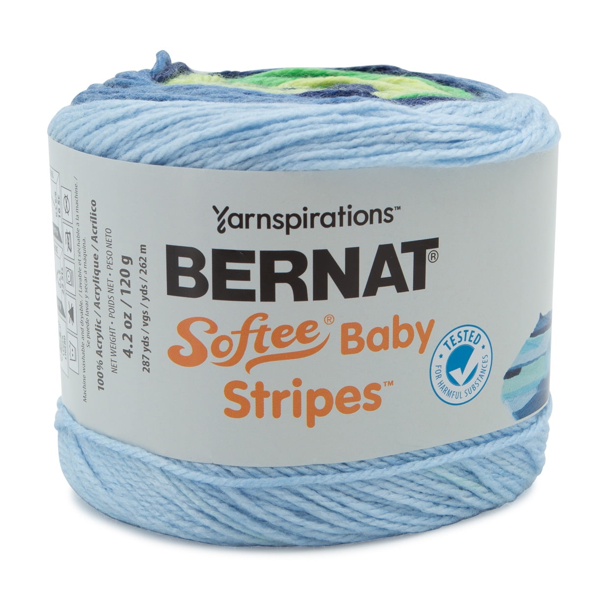 Bernat Softee Baby Stripes Soft Yarn for Knitting, Crochet, Blanket, 3