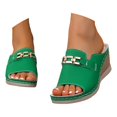 thumbnail image 3 of Slippers for Women,Slippers Stylish Platform Sandals With Metallic Decoration Open Toe Beach And Casual Footwear For Summer,Womens Slippers,Green,7.5, 3 of 9