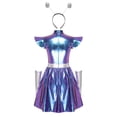thumbnail image 4 of Hansber Women's Space Alien Outfit Shiny Metallic Cut Out A-Line Mini Dress with Alien Headwear and Gloves Blue 3XL, 4 of 6