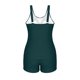 thumbnail image 4 of Traje de baño bikini de tirantes sin espalda de color liso para mujer, conjunto de bikini con bloques de color y hombros descubiertos Tanjini, traje de baño de poliéster para mujer, 4 of 9