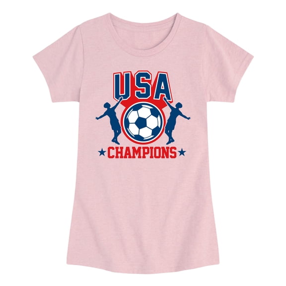 Instant Message - USA Soccer Champions - Youth Girls Fitted Short Sleeve T-Shirt