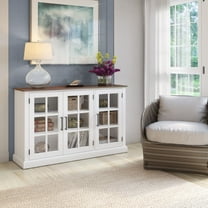 Twin Star Home 55" Two Tone Sideboard with Window Pane Glass Doors and Adjustable Shelves