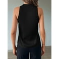 thumbnail image 3 of Womens Pleated Tank Tops V Neck Casual Sleeveless Blouses Summer Basic Vest Shirt Black L, 3 of 4