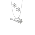 thumbnail image 2 of Delight Jewelry Silvertone Large ''It's a Girl'' Silver tone Snowflake Charm Necklace and Stud Earrings, 2 of 4