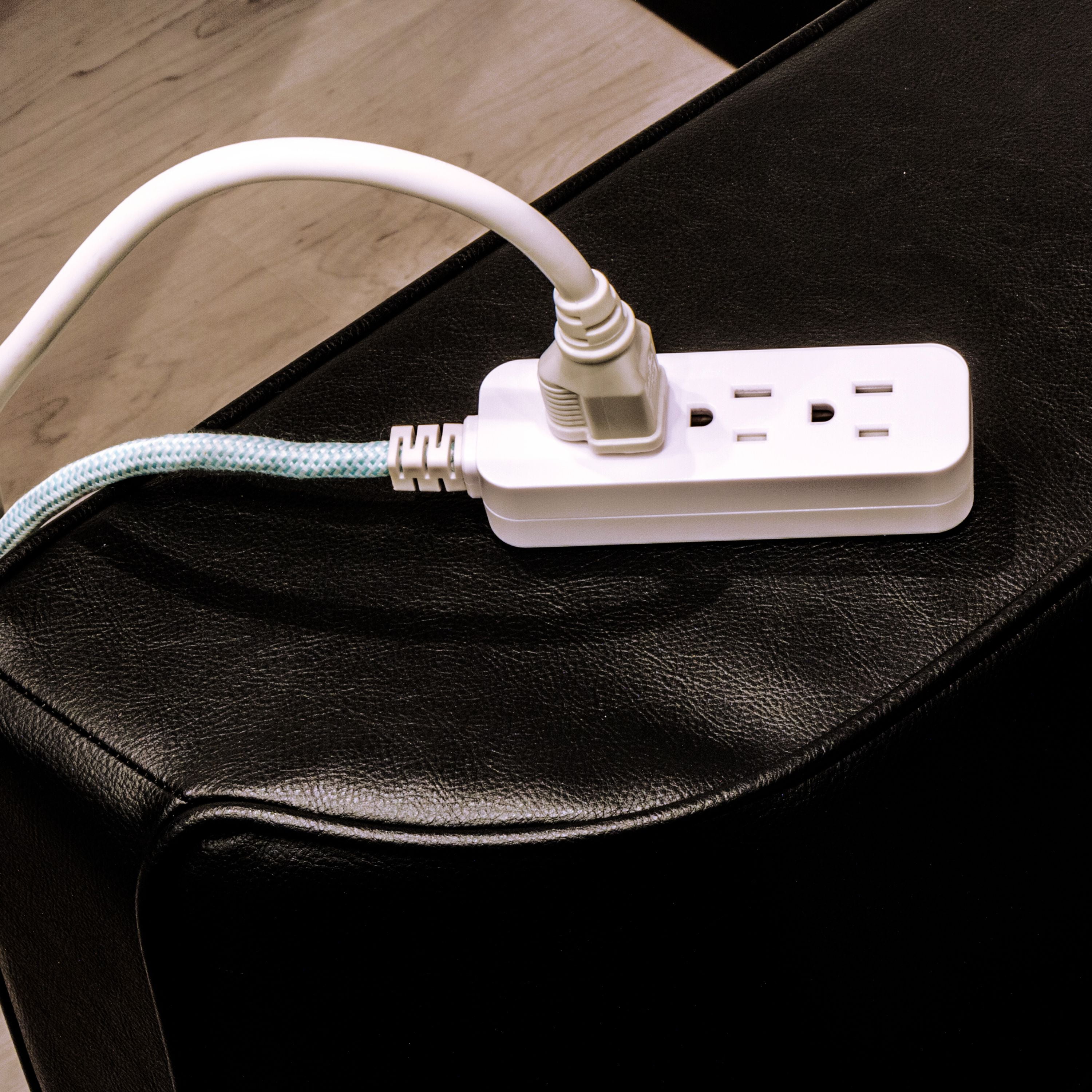 Cordinate 3-Outlet Surge Protector, Mint/White, 10ft. Braided – 37915